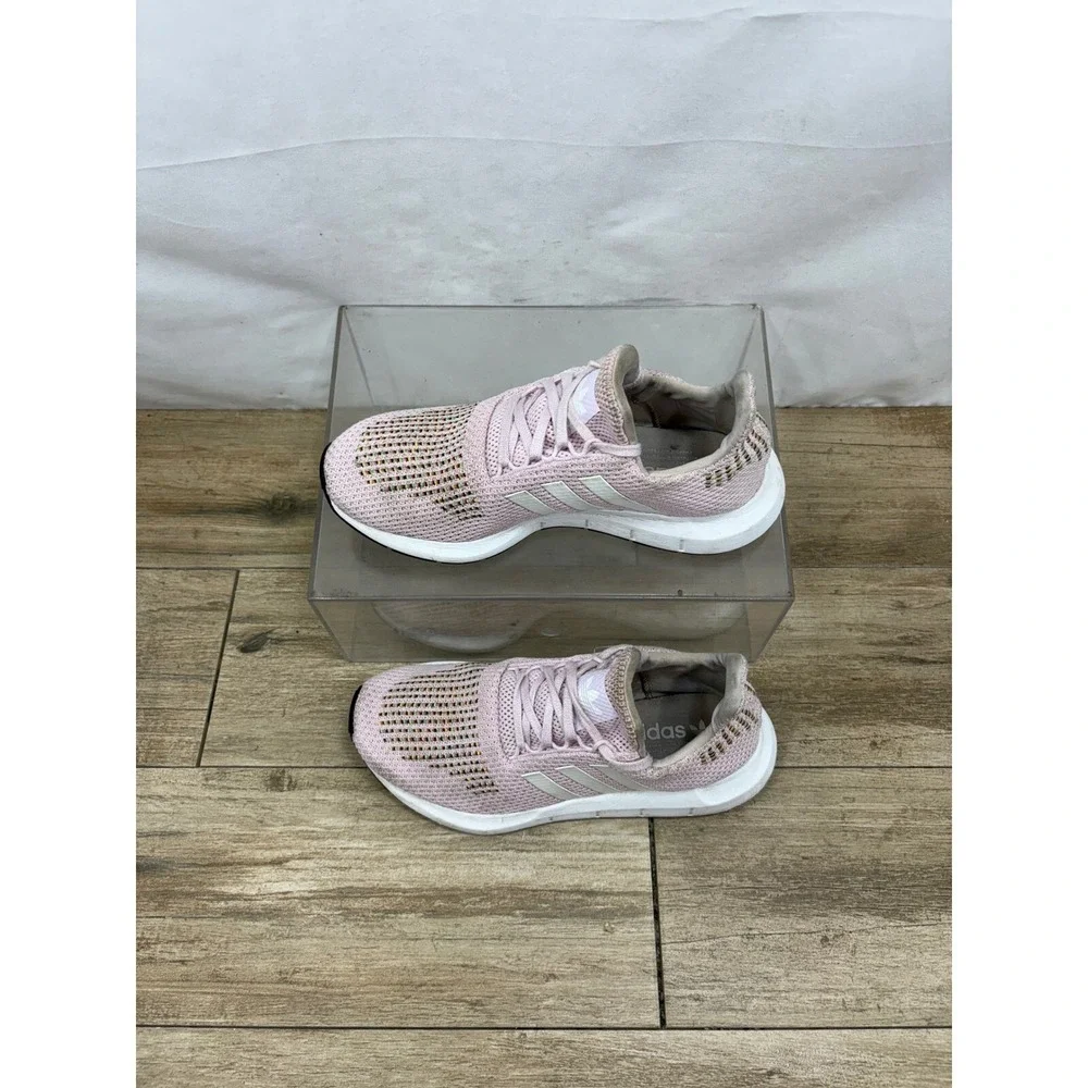 Adidas Swift Run Knit Sneakers Casual Athletic Shoes Pink White Women's